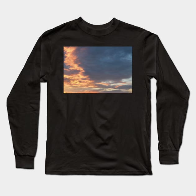 clouds sunset summer evening aesthetic photography blue grey pink purple orange Long Sleeve T-Shirt by maoudraw